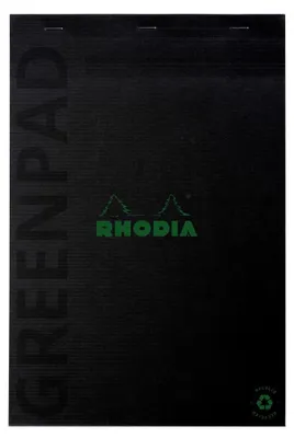 Obrázok produktu pre RHODIA 18891C RHODIA GREENPAD poznámkový blok, DIN A4, károvaný, čierny