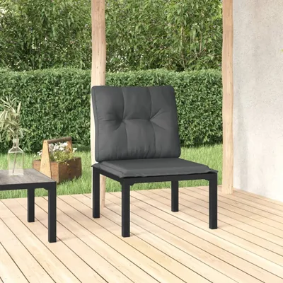 Produktbild von "2026 Promotion" Gartenstuhl mit Kissen Schwarz und Grau Poly Rattan - Gartenstühle CC22072