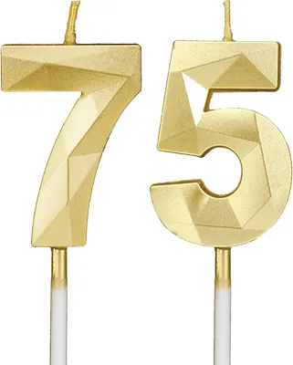 Immagine prodotto di Candeline dorate per torta, numero 75