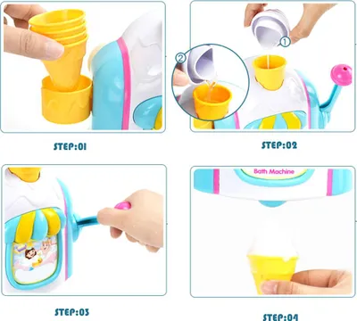 Immagine prodotto di Macchina per il ghiaccio, macchina per bolle di sapone, giocattoli da bagno, divertente fabbrica di coni di schiuma, giocattoli da vasca da bagno, regalo