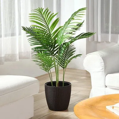 Image de Décoration artificielle en forme de palmier Areca - Sans entretien - 1 pièce - Vert - Polyester - 110 cm