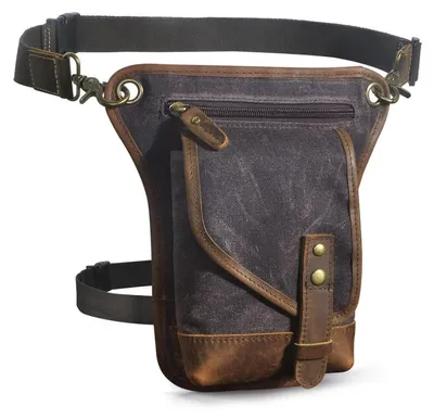 Image de Poche de ceinture pour hommes, imperméable, en toile et cuir, couleur gris, dimensions 16x7x26 cm, modèle FB2116