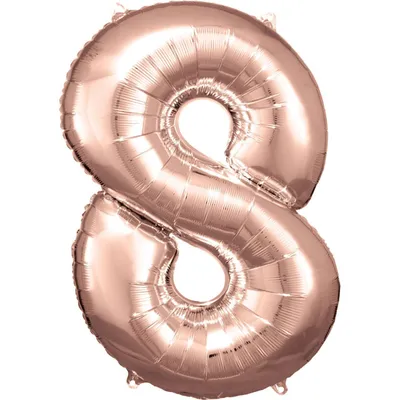 Immagine prodotto di Palloncino in foil numero 8 oro rosa - 83 cm