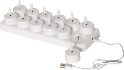 Produktbild von LED Teelichter Charge mit Ladestation 12er Set USB warmweiß