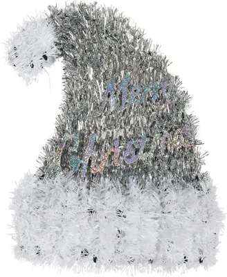 Produktbild von Weihnachtsdeko Weihnachtsmütze Merry Christmas 26x27cm Lametta Nikolausmütze, Farbe:silber