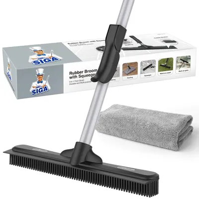 3-in-1 Gummibesen für Tierhaare, Wischer & Tuch, verstellbar