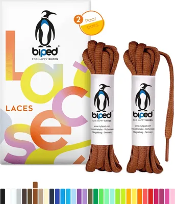 Produktbild von biped LACES 2 Paar rei√üfeste Schn√ºrsenkel aus Polyester oval 6 mm z2912(#25 light brown,150 cm)