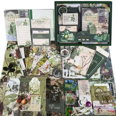 Scrapbook-Set Vintage A6 Notizbuch, 270 Teile, Papier, Sticker