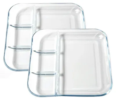Gläserne Servierschale mit 4 Fächern, 25,4 cm, 2 Stück