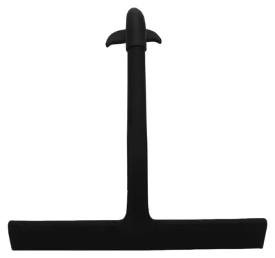 Image de Grattouille pour douche en silicone avec crochet – Grattouille pour vitres, carreaux et cabines de douche, poignée ergonomique, nettoyage de salle de bain, noir