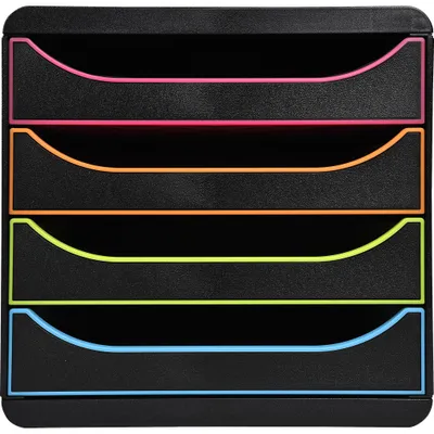 Produktbild von Exacompta Schubladenbox Big Box Plus 4offene Schubladen Schwarz/Harlekin 310914D