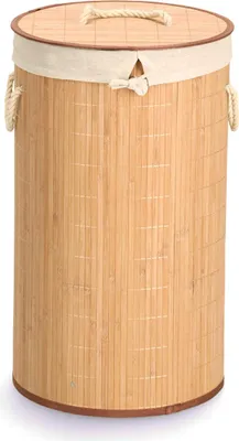 Image de ZELLER Collecteur de linge 13410 avec couvercle, bambou et toile / Boîte à linge