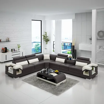 Produktbild von Ledersofa Sofa Couch Polster Wohnlandschaft Designer Ledersofa L Form Garnitur