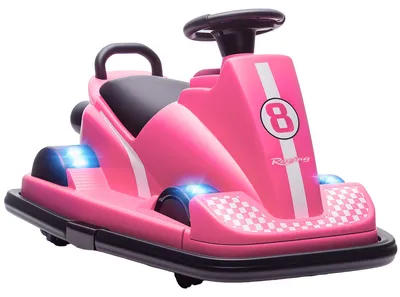 Produktbild von AutoscooterfürKinder,um360Graddrehbar,Lenkrad,LED-Lichter,Musikfunktion,3-8Jahre,Rosa