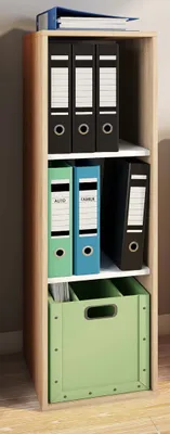 Produktbild von VCM Holzregal stehend | platzsparender Aktenschrank | Maße ca. H. 110 x B. 35 x T. 37 cm | Elegantes Regal | Büroregal – Lona I 3f