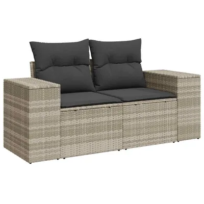 Immagine prodotto di vidaXL Divano da giardino con cuscini 2 posti in rattan grigio chiaro