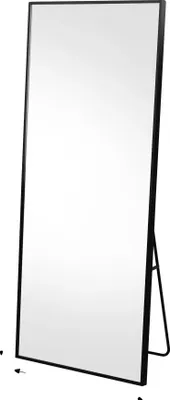 Immagine prodotto di Specchio da terra, design moderno, vetro temperato, nero Rettangolare-164x54cm
