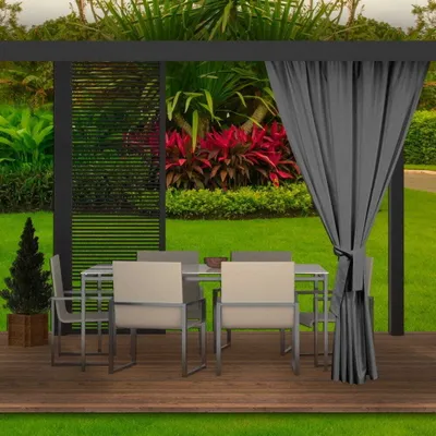 Zdjęcie produktu dla Zasłona ogrodowa 155x200cm antracyt 1 szt | zasłona zewnętrzna wodoodporna | zasłona na taras balkon | zasłona na zewnątrz | zasłona do ogrodu