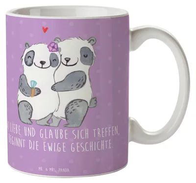 Produktbild von Mr. & Mrs. Panda Keramiktasse Kirchliche Trauung Liebe Glaube - Lavendeltraum - Geschenk, Teetasse, Gottes Segen, Tasse, gemeinsame Zukunft, Heiraten, mit Spruch, Becher