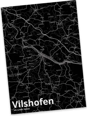 Produktbild von Mr. & Mrs. Panda Postkarte Vilshofen - Geschenk, Postkarten, bildkarte, Grußkarte, kunstkarte, Stadt, Dorf Karte Landkarte Map Stadtplan, Ansichtskarte