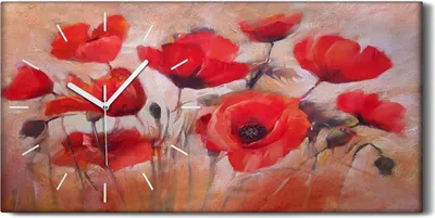 Produktbild von Wandbild Leinwand Bilder Wanduhr 60x30 Gemälde Blumen Mohnblumen Kunst - weiße Hände