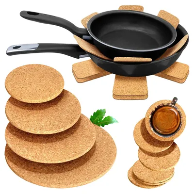 Obrázek produktu pro Sada podložek pod sklenice a ochránců na pánev – 5 kusů + ochrana na pánev