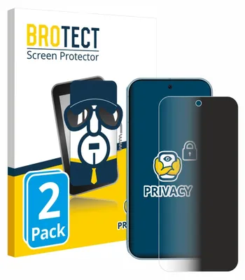 Product packaging for screen protectors, showing the packaging and two example screen protectors on phones.