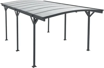 Produktbild von Juskys Carport mit Bogendach 5x3 m - Überdachung aus Aluminium mit Doppelstegplatten - Unterstand für Autos - freistehende Montage - Dunkelgrau