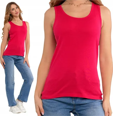 Produktbild von Tanktop - Damen Tanktop Größe S - Sommer Top rot - Baumwoll Tanktop - Top pink