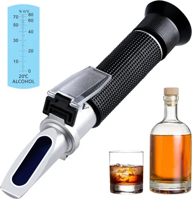 Immagine prodotto di Rifrattometro per alcol, da 0% a 80%, ideale per distillati, strumento di misurazione compatto, adatto per la distillazione