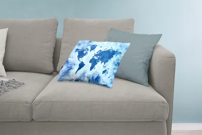 Produktbild von MuchoWow® Zierkissen Sofakissen Wohnzimmer Dekokissen 60x40 cm Weltkarte - Blau - Zeitung - Kopfkissen - Polster mit Foto