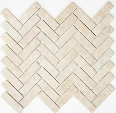 Produktbild von Mosaik Fliese Keramik Fischgrät Steinoptik hellbeige Fliesenspiegel Küche MOS24-SO54