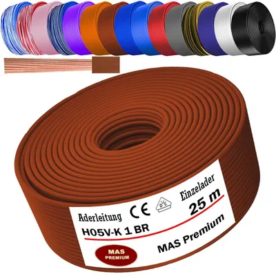 Produktbild von 25m Aderleitung H05 V-K 1 mm² Braun Einzelader flexibel