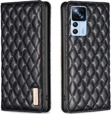 Produktbild von Xiaomi 12T Pro Hülle, Elegant Bookstyle Flip Leder Kartenfächer Schutzhülle mit Ständer für Xiaomi 12T / 12T Pro Schwarz