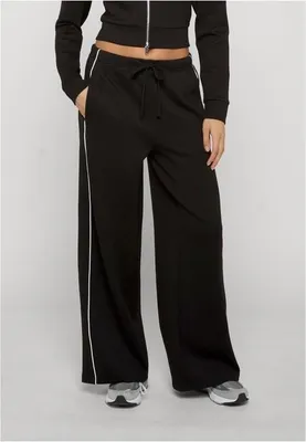 Produktbild von Damenhose Urban Classics, weit geschnitten, aus Stoff, Modell "Scuba Trackpants", Farbe: Schwarz - Größe: S, weit geschnitten