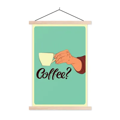Produktbild von MuchoWow® Textilposter Retro - Sprichwörter - Kaffee? Zitate 40x60 cm mit holzfarbenen Rahmen - Poster