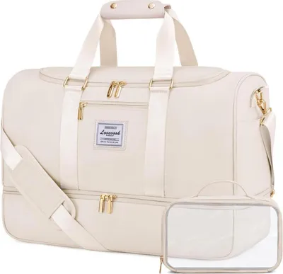 Produktbild von LOVEVOOK Sporttasche 50L Reisetasche mit Schuhfach & Nassfach, Wasserdichte Gym Bag für Sport Reisen - Beige