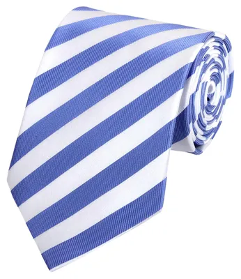 Produktbild von Fabio Farini - 1 Stück gestreifte Herren Krawatte - Tie mit Streifen in 6cm oder 8cm Breite Breit (8cm), Royalblau/Weiß