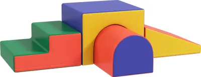 Produktbild von 4er Softbaustein-Set zum Klettern und Rutschen, Kunstlederbezug, für Kinder im Alter von 1-3 Jahren, Mehrfarbig