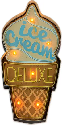 Image de Enseigne métallique RETRO LED Ice Cream enseigne grande enseigne lumineuse, décoration pour la maison, restaurant, bar, éclairage publicité, L'enseigne pour le glacier