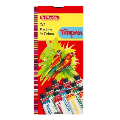 Produktbild von Herlitz Gouachefarbe, farbig sortiert, 10er Karton-Etui