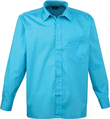 Produktbild von Premier Workwear Herren Popeline Hemd langarm PR200 turquoise 47 (18H)