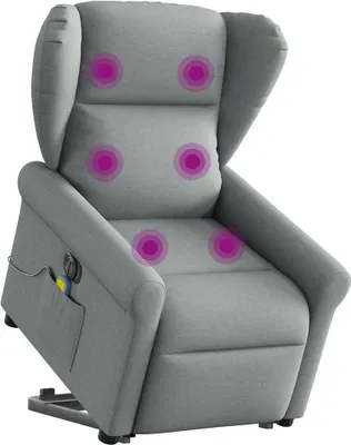 Image de Fauteuil inclinable de massage électrique Gris clair Tissu