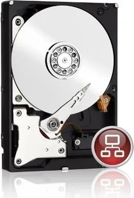 A close-up view of an internal hard drive with a network icon overlay.