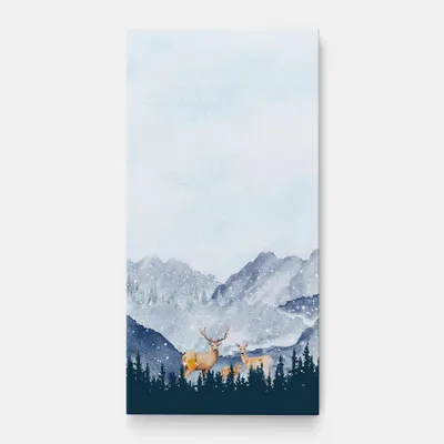 Produktbild von ARTHUB® Leinwandbild 60x120 cm, Winter Deers | Wohnzimmerdekoration, Hängende Bilder, Wanddekoration, Heimdekoration, Landschaften, Winter