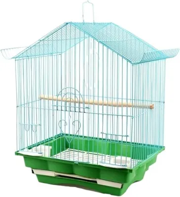 Imagen del producto de Jaula para pájaros, jaula metálica con bandeja, para pájaros pequeños, 28x21x37 cm (azul)
