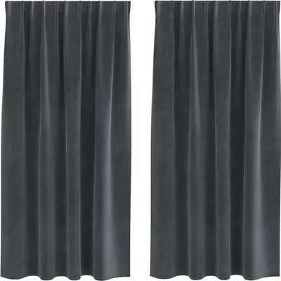 Image de vidaXL Rideaux occultants, 2 pièces, gris clair, 140 x 175 cm, velours