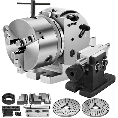 Produktbild von VEVOR BS-0 Präzisions-Divisionskopf, horizontaler Divisionskopf mit 3-Backenfutter, MT2 Reitstock BS-0 12,7 cm semi-universeller Divisionskopf für Fräsmaschine Zahnradbearbeitung, BS Teilkopf, 5 Zoll