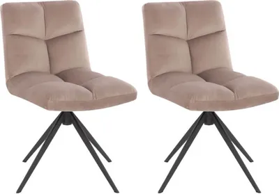 Produktbild von HOME DELUXE - Esszimmerstuhl NODA - 2er Set, Farbe: Samt Helbraun - 360 Grad drehbar, weiche Polsterung, bis 120 kg belastbar I Küchenstuhl Speisestühle Esszimmerstühle