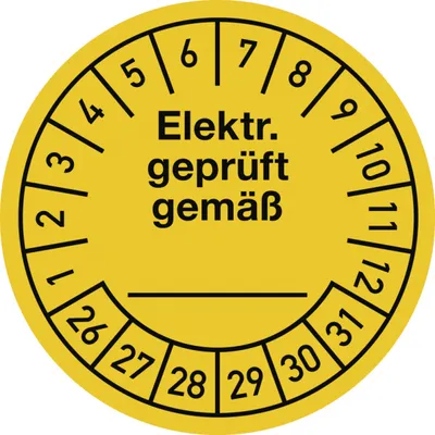 Produktbild von Dreifke® Prüfplakette Elektr.  gemäß 2026-2031, Dokumentenfolie,Ø 30 m...